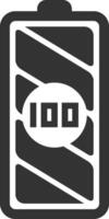 Full battery showing one hundred percent charge status with white indicator against dark gray background, suitable for energy and power concepts vector