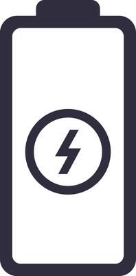 Battery icon is charging, symbolizing energy storage, power supply, and electrical potential, essential for powering electronic devices and systems