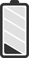 Battery icon representing low power levels, highlighting the urgent need for recharging or conserving energy in various electronic devices and systems, including mobile phones and laptops vector