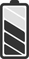 Simple half charged battery icon with four bars, two full and two empty, indicating 50 percent remaining power, suitable for user interfaces and energy status displays vector
