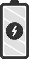 Minimalist illustration representing a battery charging, with a lightning symbol indicating the ongoing energy flow, perfect for projects related to power, electricity, and energy storage vector