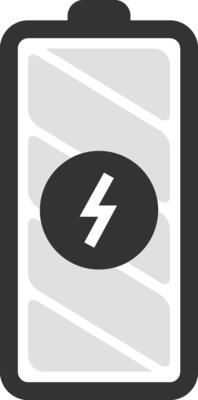 Minimalist illustration representing a battery charging, with a lightning symbol indicating the ongoing energy flow, perfect for projects related to power, electricity, and energy storage