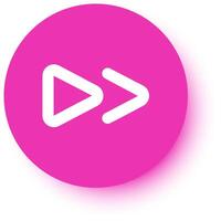 Fast forward media player button featuring a sleek white icon on a vibrant pink circle, enhanced with a drop shadow, symbolizing speed and progress in digital navigation vector