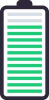 Green battery icon representing a moderate charge level, featuring partially filled bars alongside empty ones, illustrating the remaining power available for use vector