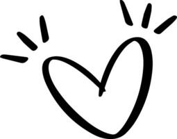 Black, stylized heart symbol radiating beams of light, expressing feelings of love, care, and affection in a simple yet strikingly expressive manner, perfect for romantic themes vector