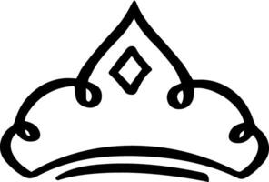 Simple, hand drawn crown featuring a diamond shaped centerpiece and elegant swirls, symbolizing royalty, power, and authority in a minimalist style vector