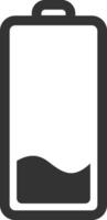 Minimalist illustration featuring a low battery icon, representing a critical power level and highlighting the urgent need for charging in various electronic devices vector