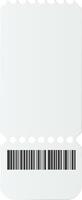 Blank white ticket featuring a barcode and perforation, embodying a purchasing concept suitable for various events or services, offering access and entry options for customers vector