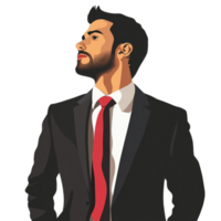 A man in a suit and tie is looking up png
