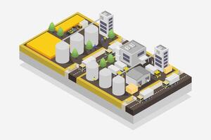 Grain elevator silos isometric on white background vector