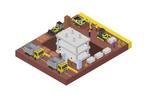 Isometric building foundation on white background vector