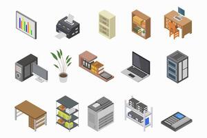 Office workplace isometric object vector