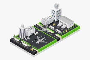 Isometric airport on white background vector