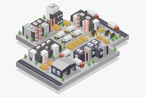 Guarded With Checkpoint Cargo Terminal Isometric On White Background vector
