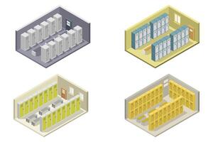 Locker rooms isometric on white background vector
