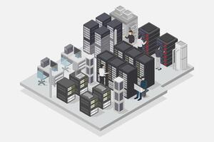 Network computer technology isometric on white background vector