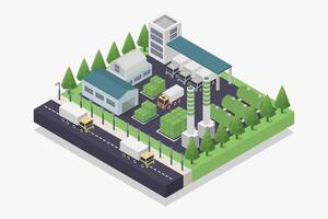 Modern green waste recycle isometric on white background vector