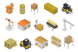 Logistic elements isometric on white background vector