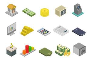 Finance elements isometric on white background vector