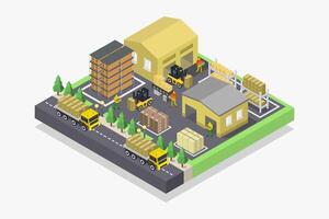 Logistic warehouse isometric on white background vector
