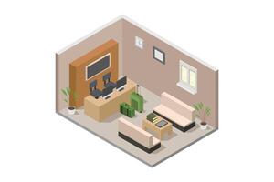 Hotel reception room isometric on white background vector