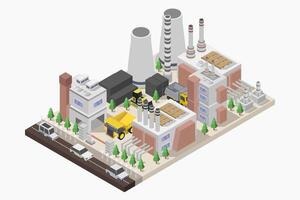 Coal fired fossil fuels electric electricity isometric illustrated on white background vector