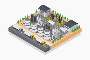 Isometric oil terminal on white background vector