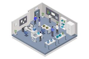 Isometric laboratory room on white background vector