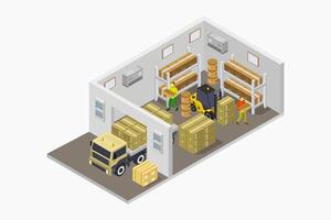 Warehouse logistic isometric illustrated on white background vector