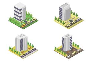 Isometric office building illustrator on white background vector