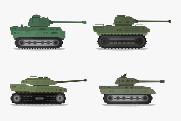 Tanks illustrated on white background