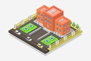 University building isometric illustrated on white background vector