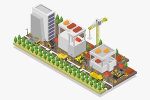 Building under construction isometric illustrated on white background vector