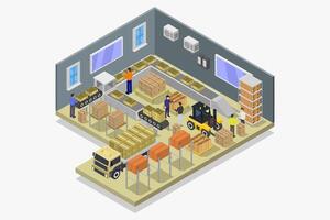 Smart warehouse technology isometric on white background vector