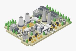 Garbage factory recycling isometric on white background vector