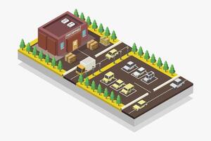 Post office isometric on white background vector