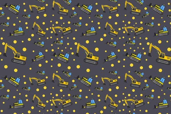 Excavator pattern illustrated on white background