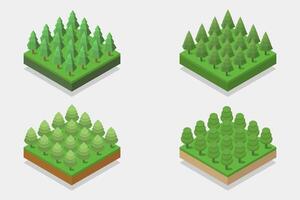 Isometric trees on white background vector
