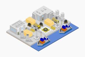 Isometric seaport on white background vector