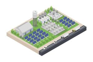 Isometric solar station on white background vector