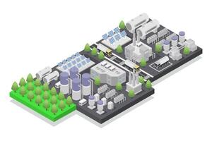 Green hydrogen factory isometric on white background vector