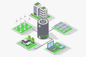 Alternative energy concept isometric on white background vector
