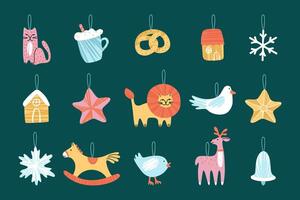 Set of Christmas tree decorations vector