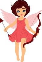 Cute Cupid Character with Bow and Arrow vector