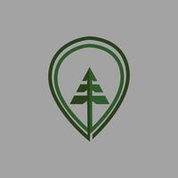 Icon of coordinate points with pine tree identity vector