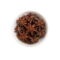 Star anise in a white bowl isolated on a transparent background png
