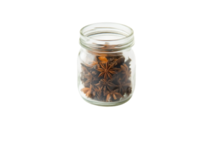 Star anise in a glass jar isolated on a transparent background png