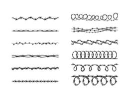 Discover an extensive and versatile collection of various black barbed wire designs, suitable for a range of applications including security, fencing solutions, and even decorative purposes vector
