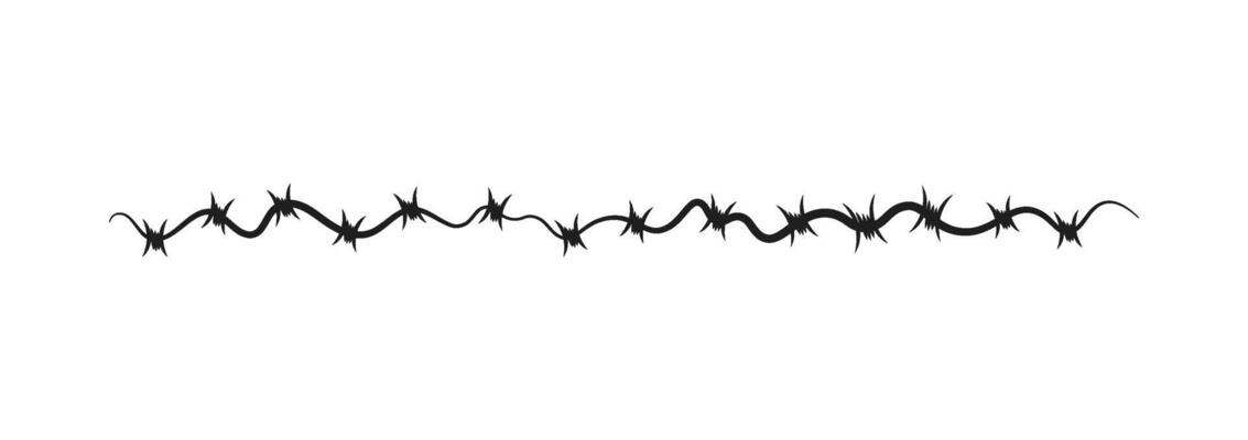 Barbed wire. Black barbwire, war or safety elements. Decorative borders design. Decorative Barbed Wire Border Graphic. illustration