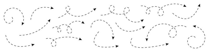 Curved dotted arrow. Zigzag arrow stripes design with dotted lines. vector